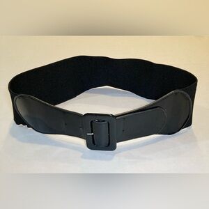 🟣 Wide Belt with Stretch in Black Faux Leather